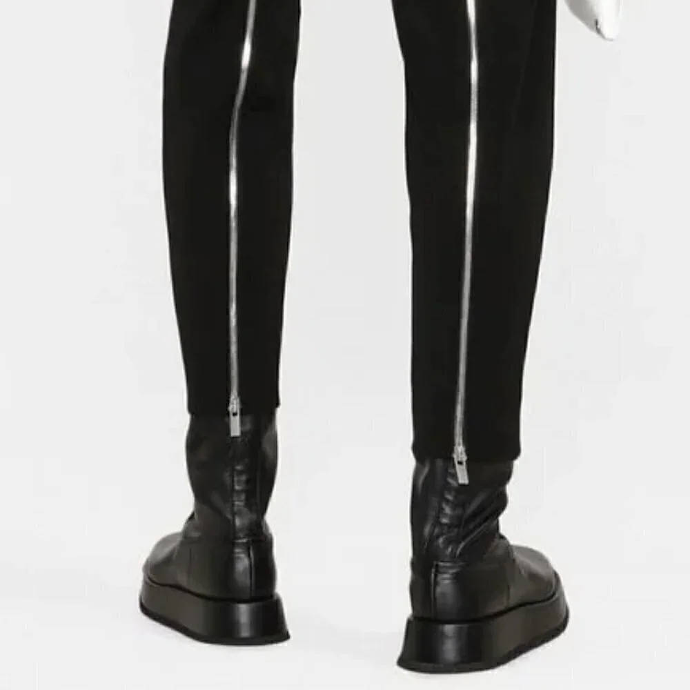 New COMME DES GARÇONS NOIR KEI NINOMIYA Skinny Leg Zippper Black Pants NWT Large